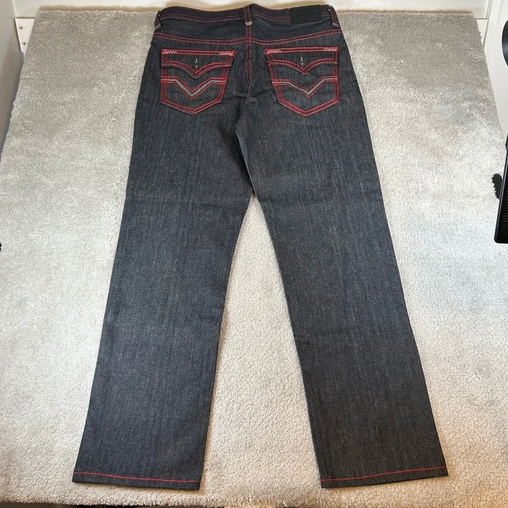 Vintage Y2K KB8782 Jeans Mens 38‎ Blue Red Grey Contrast Stitch Straight Leg NWT